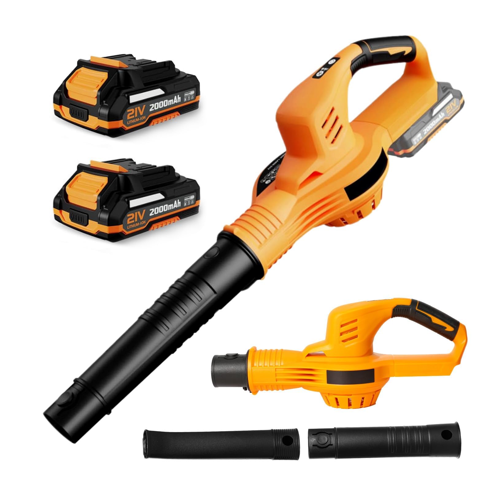 Souffleur de Feuilles sans Fil 21 V, souffleur à Feuilles avec Batterie 4,0 Ah, 3000 W, 2 Modes de Vitesse pour l'entretien de la pelouse, Le soufflage de la Neige, et Le dépoussiérage (Vert)