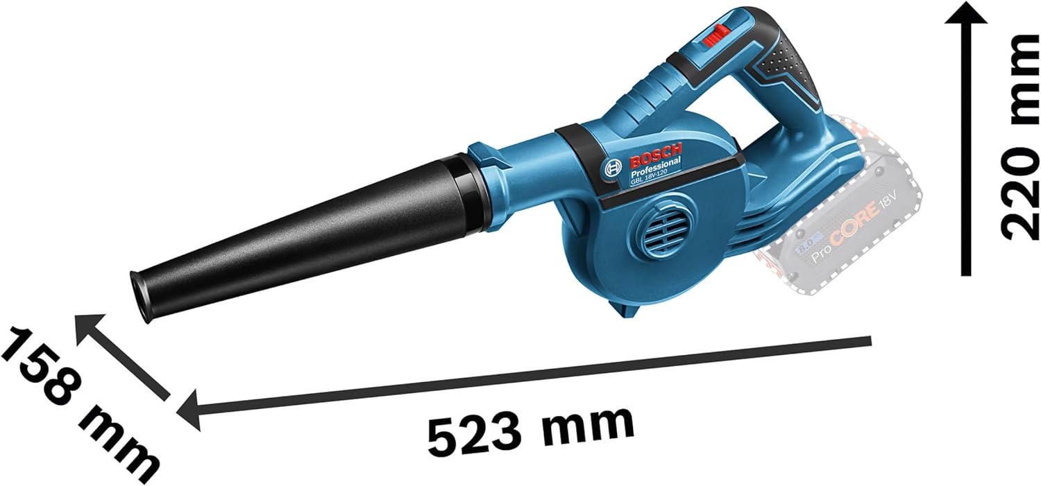 Bosch Professional 18V System souffleur sans-Fil GBL 18V-120 (Vitesse de soufflerie Jusqu’à 270 km/h, sans Batterie ni Chargeur, boîte Carton)