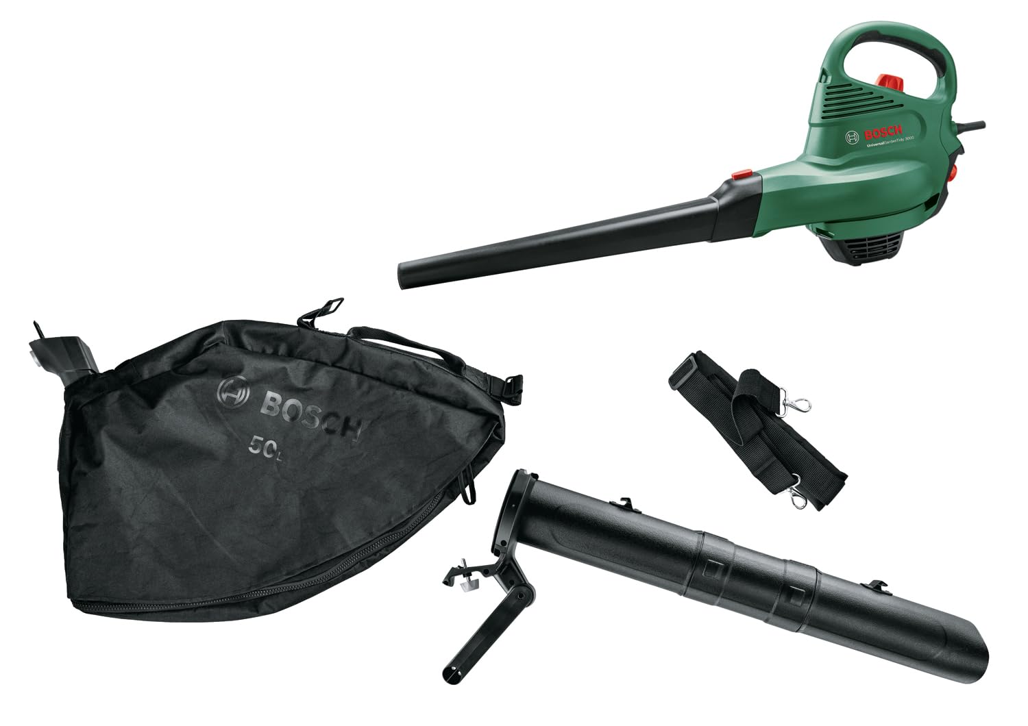 Bosch Aspirateur/Souffleur/Broyeur de Feuilles - UniversalGardenTidy 2300 (2 300 W, Sac de Collecte de 45 L, Vitesse Variable, pour souffler, Aspirer et broyer Les Feuilles)