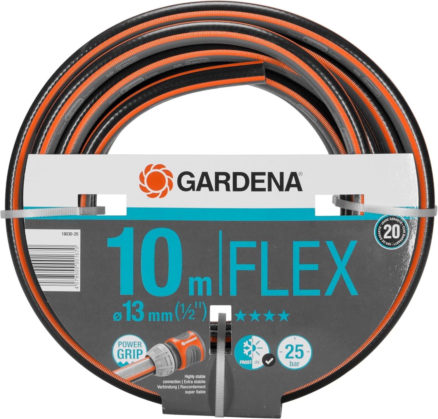 Gardena Tuyau de Comfort FLEX 13 mm (1/2 Pouce), 15 m: Tuyau de jardin flexible et dimensionnellement avec profil de poignée de puissance, imprimé à 25 bar, sans pièces système (18031-20)