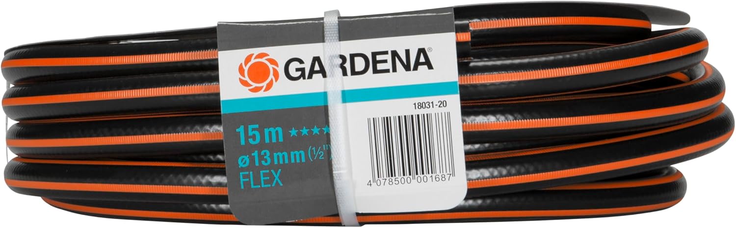 Gardena Tuyau de Comfort FLEX 13 mm (1/2 Pouce), 15 m: Tuyau de jardin flexible et dimensionnellement avec profil de poignée de puissance, imprimé à 25 bar, sans pièces système (18031-20)