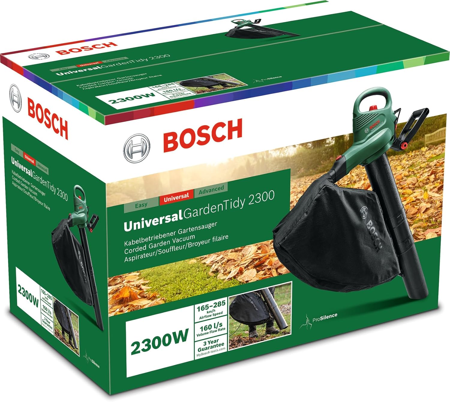Bosch Aspirateur/Souffleur/Broyeur de Feuilles - UniversalGardenTidy 2300 (2 300 W, Sac de Collecte de 45 L, Vitesse Variable, pour souffler, Aspirer et broyer Les Feuilles)
