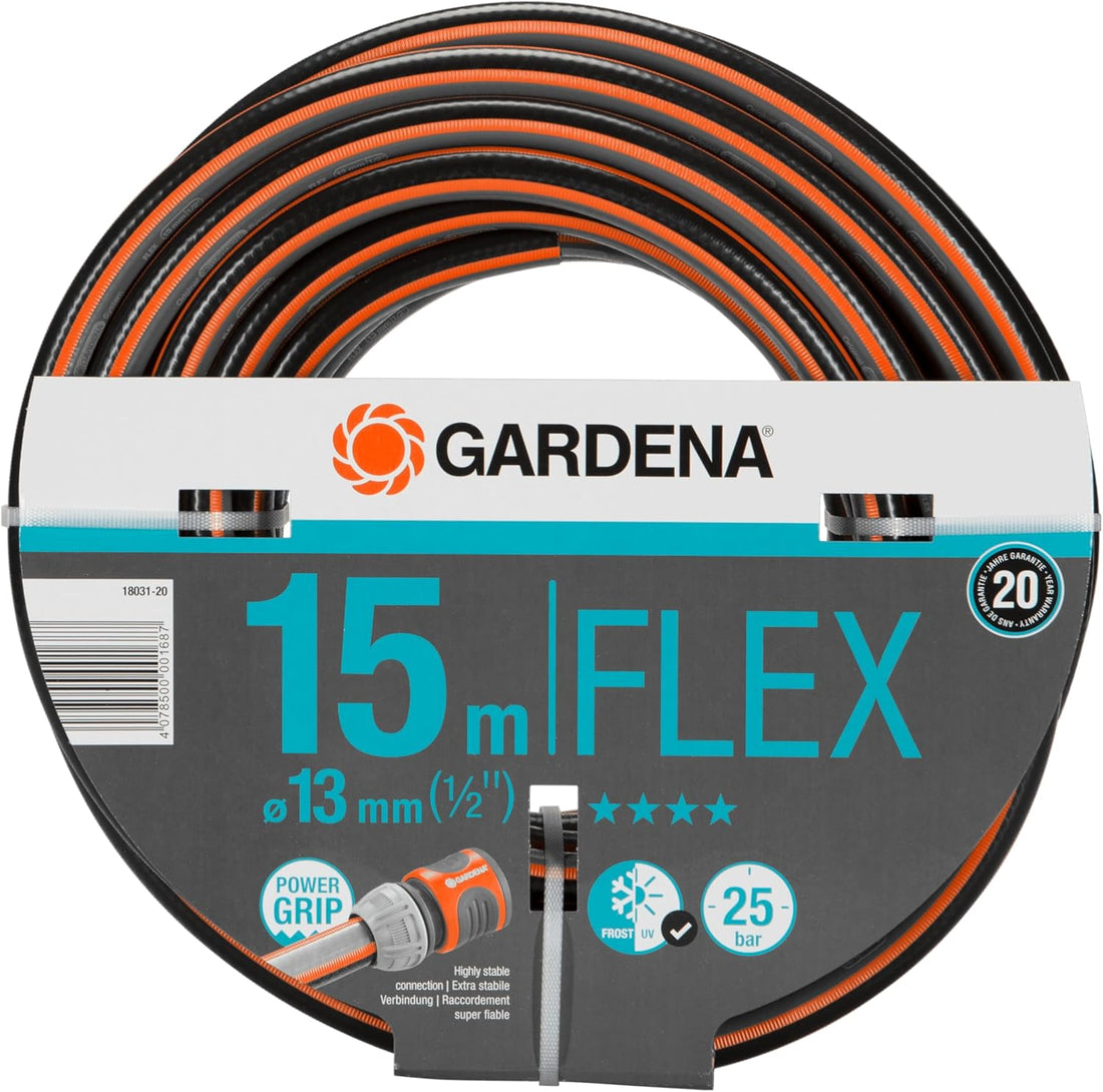 Gardena Tuyau de Comfort FLEX 13 mm (1/2 Pouce), 15 m: Tuyau de jardin flexible et dimensionnellement avec profil de poignée de puissance, imprimé à 25 bar, sans pièces système (18031-20)