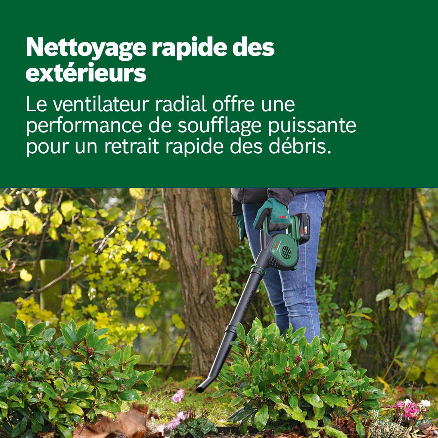 Bosch Home and Garden Souffleur de Feuilles sans Fil Bosch - UniversalLeafBlower 18V-130 (pour Le Nettoyage Rapide et Facile des Jardins, allées et terrasses ; système 18V ; sans Batterie)