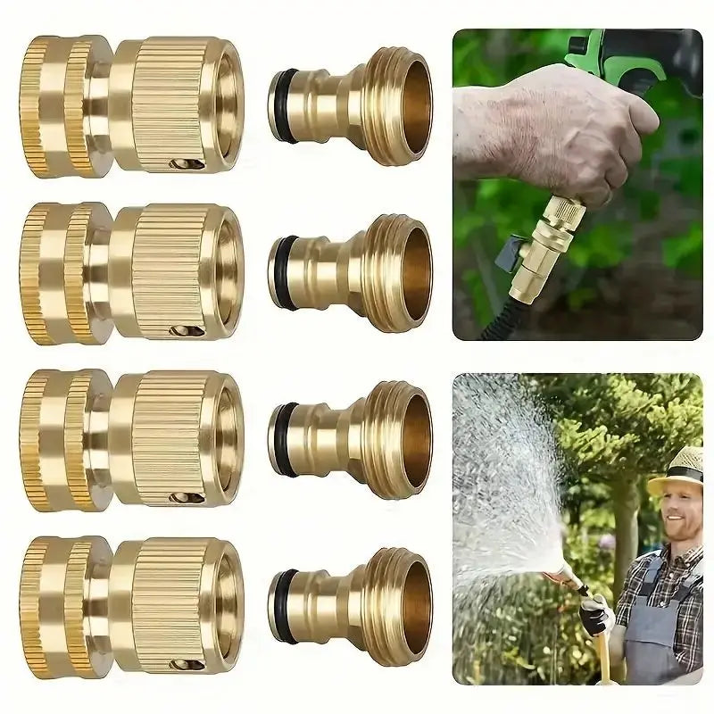 Adaptateurs de tuyau en laiton – Raccords rapides 1/2" et 3/4" pour jardin - lot de 2