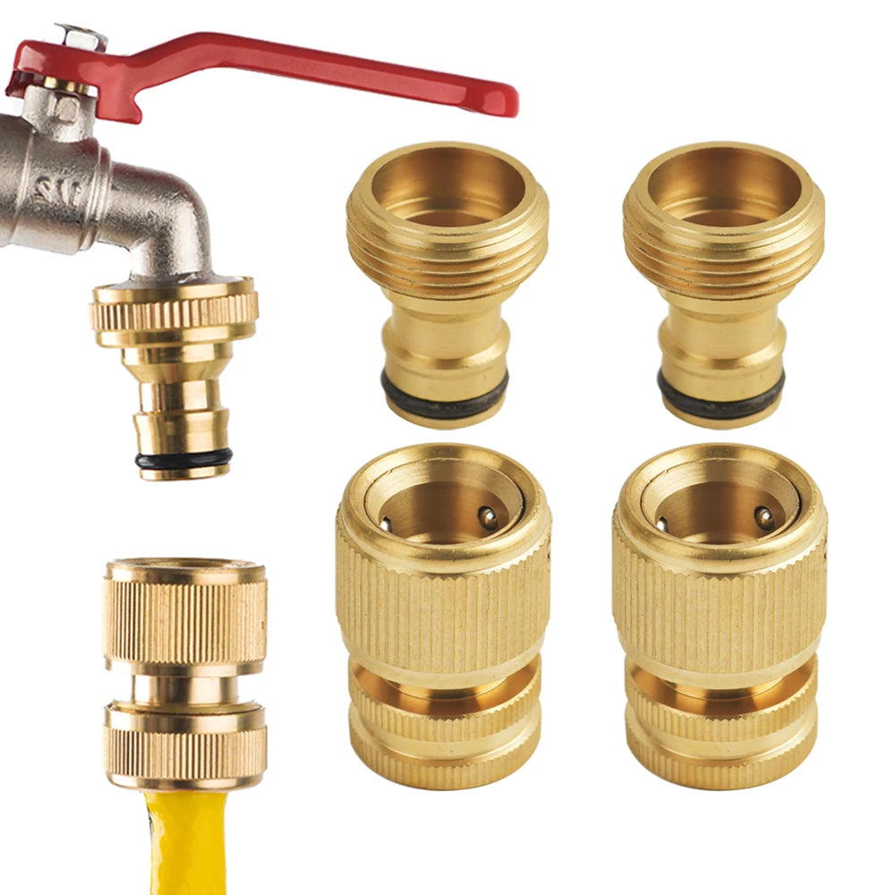 Kit de raccords rapides en laiton 3/4″ – connecteurs mâle/femelle + stop (set)