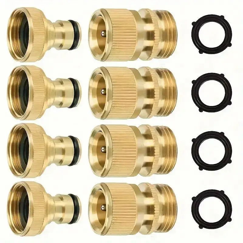 Adaptateurs de tuyau en laiton – Raccords rapides 1/2" et 3/4" pour jardin - lot de 2