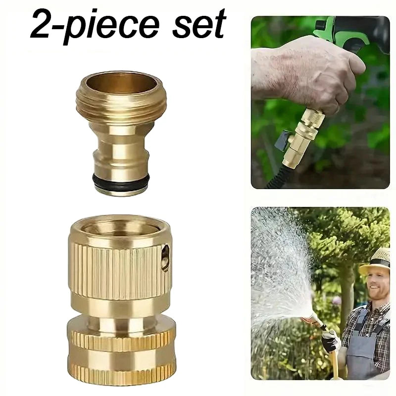 Adaptateurs de tuyau en laiton – Raccords rapides 1/2" et 3/4" pour jardin - lot de 2