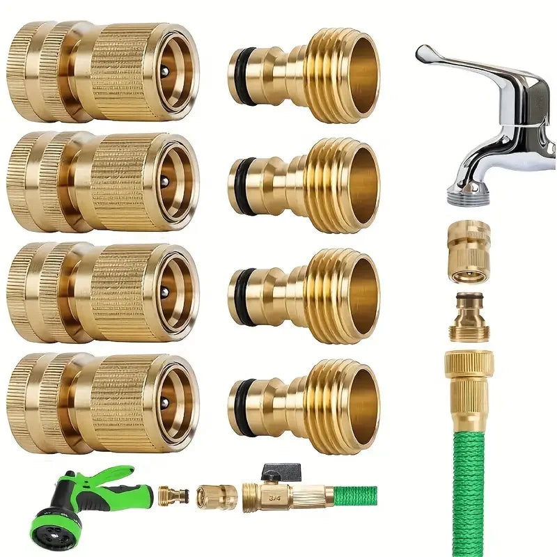 Kit de raccords rapides en laiton 3/4″ – connecteurs mâle/femelle + stop (set)
